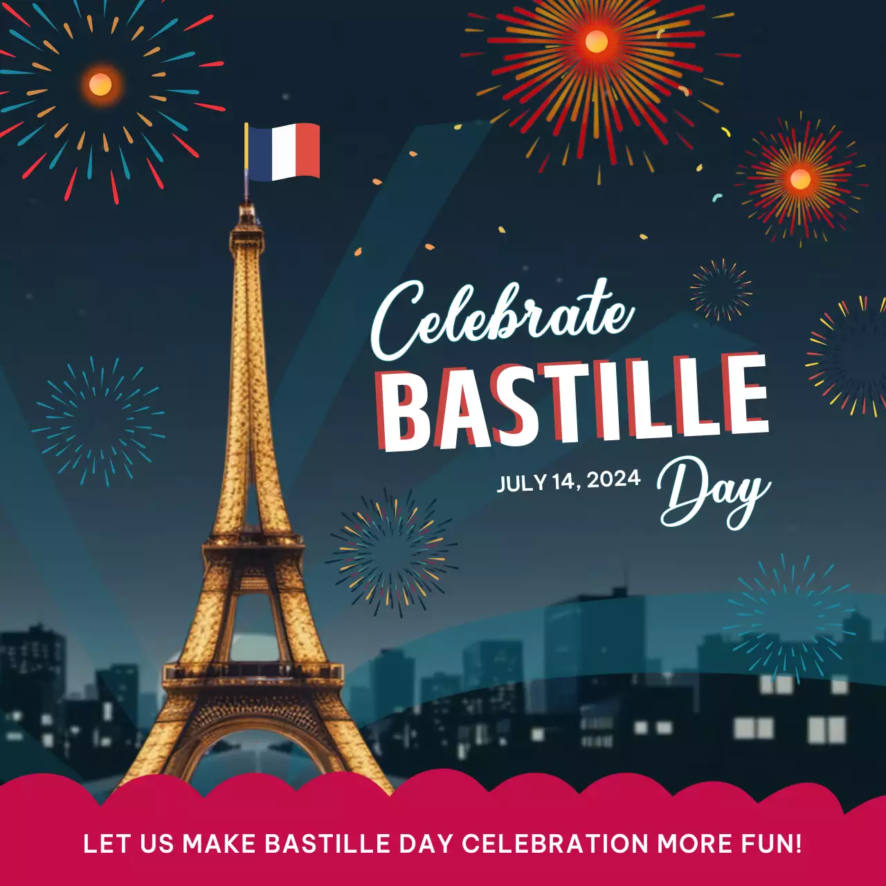 Navy Retro Celebration Announcement Social Media Post