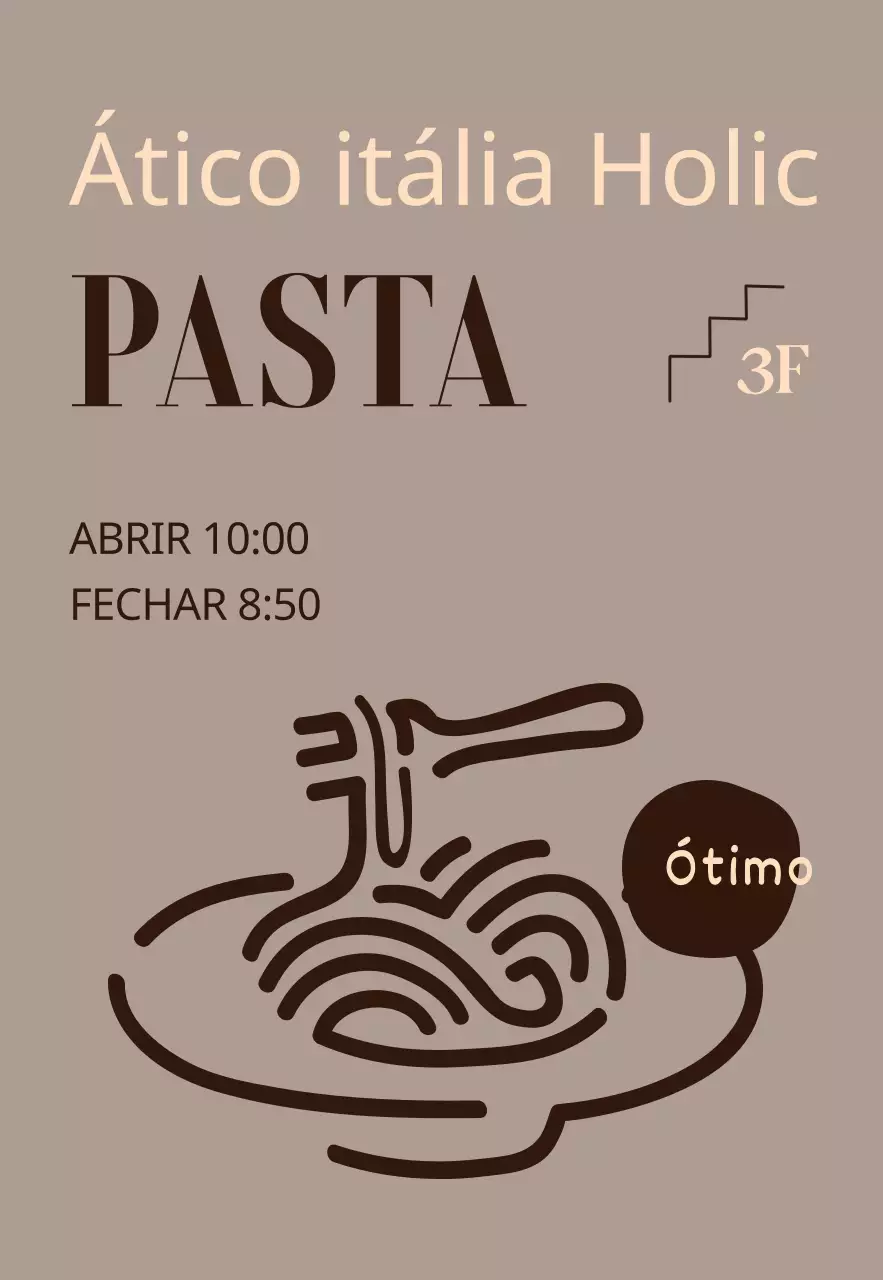 Design de sinalética com ilustração de menu de massas atmosféricas de estilo ocidental moderno