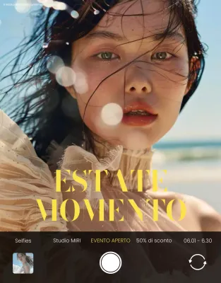 Pubblicità di un evento in studio con scatti emotivi di telefoni cellulari in giallo e nero.