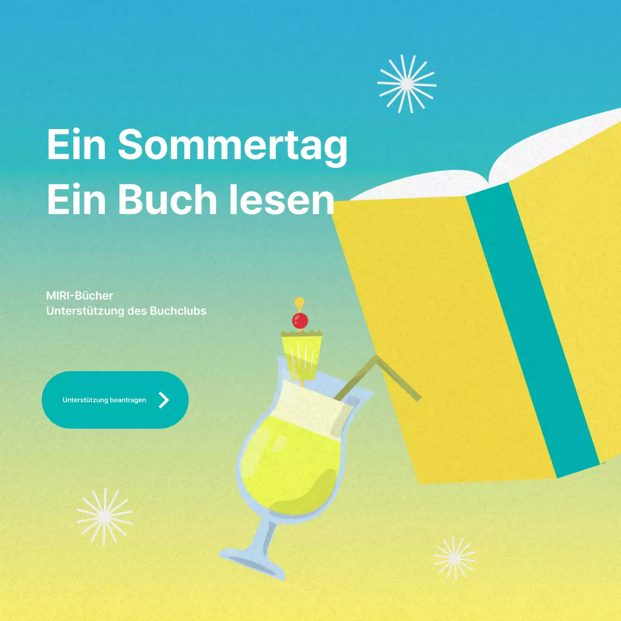 Eine minimalistische Buchclub-Post in Gelb und Neon