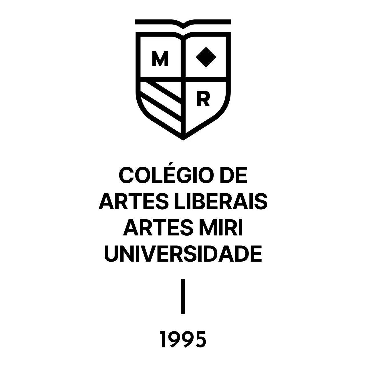 Desenho com o emblema da escola sob a forma de uma bandeira