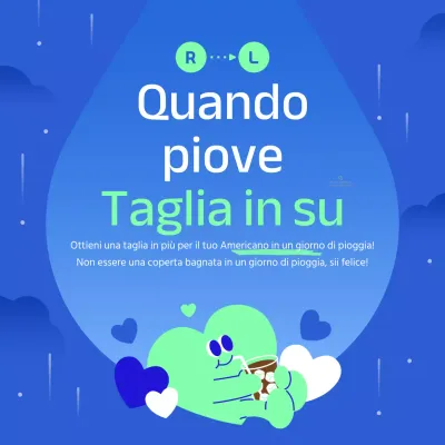Promuovete un simpatico evento in un giorno di pioggia in blu e menta