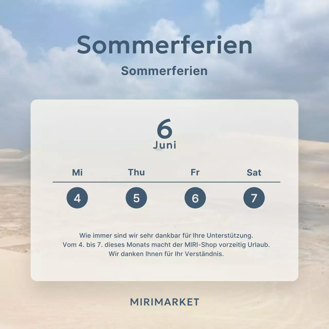 Basic Style in hellblau Sommerurlaubsankündigung