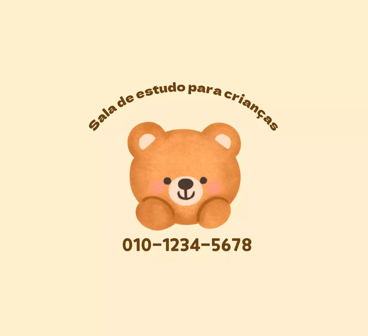 Ilustração de um ursinho de peluche amarelo e castanho para promoção de uma sala de estudo
