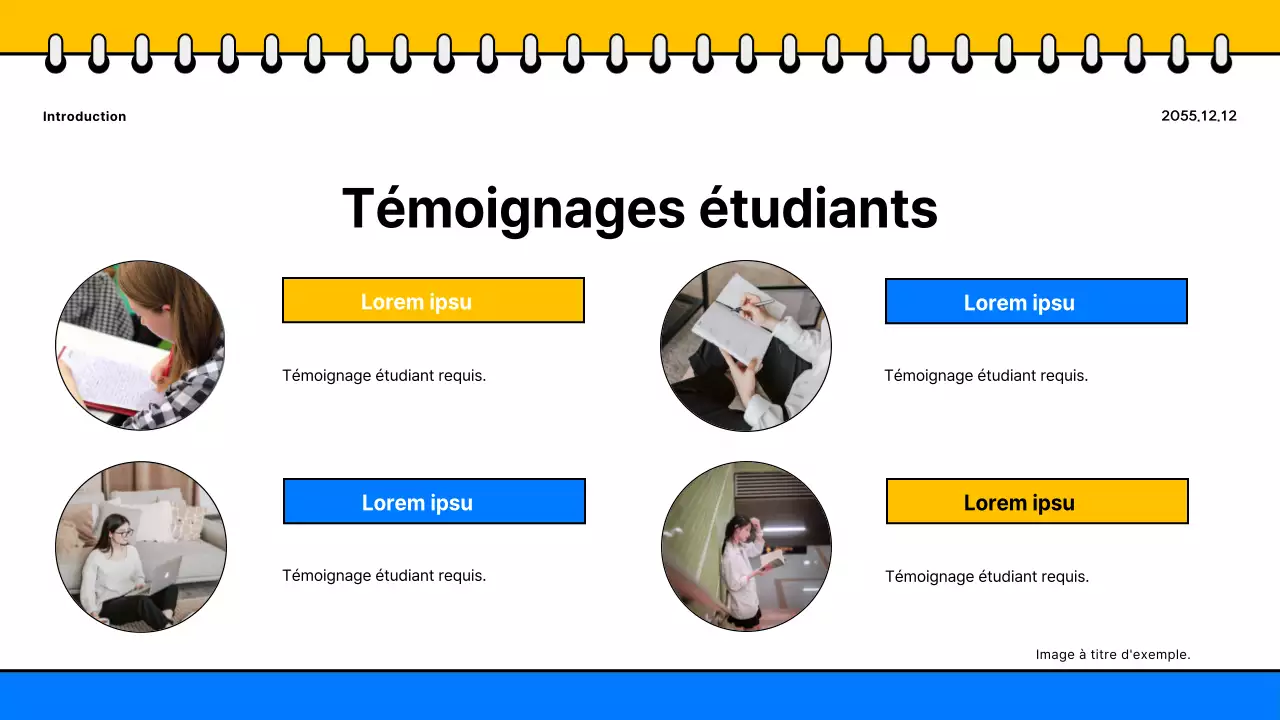 Promouvoir une brochure scolaire simple, jaune et bleue