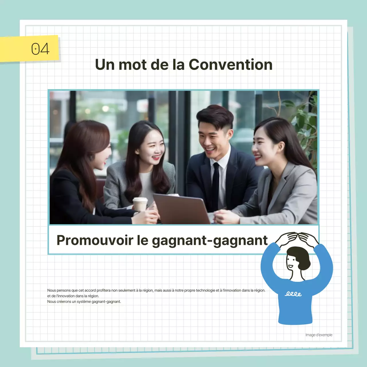 Promouvoir une cérémonie de signature d'un accord commercial en bleu et menthe