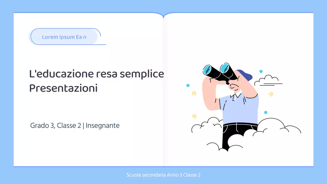 Piano di lezione semplice per insegnanti di scuola in blu e bianco