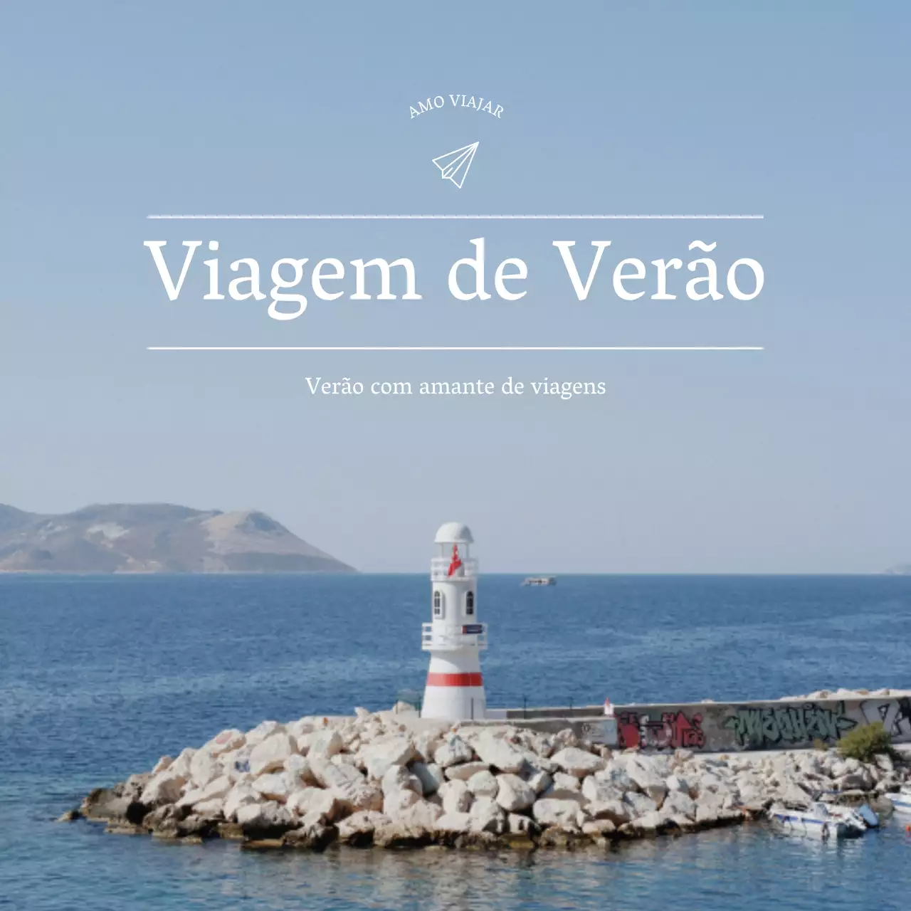 Um simples post de viagem de verão em azul claro e branco