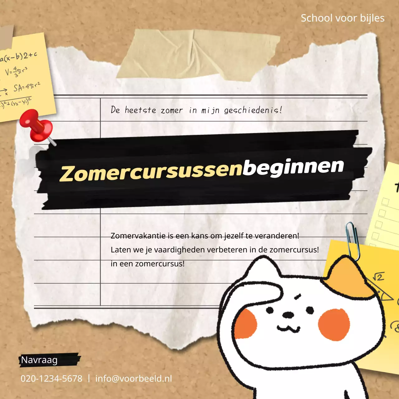 Promoot de zomervakantiecursussen van je school met dit schattige geel-beige kleurenschema