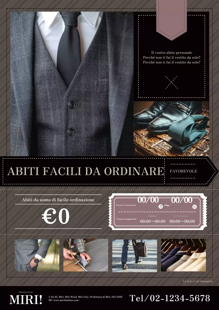 Annuncio di sartoria marrone e nero