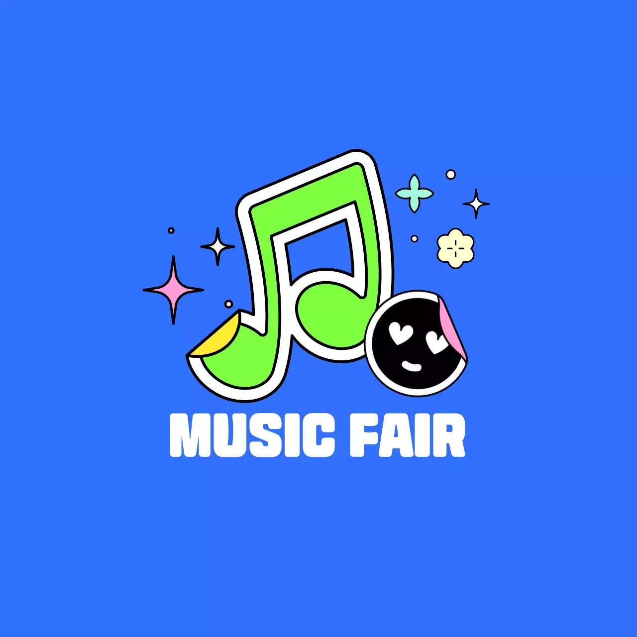 Colorful music festival concept event merchandise