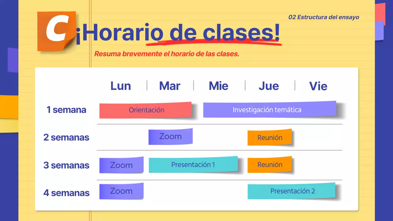 Información del anuncio resaltada en amarillo y azul marino