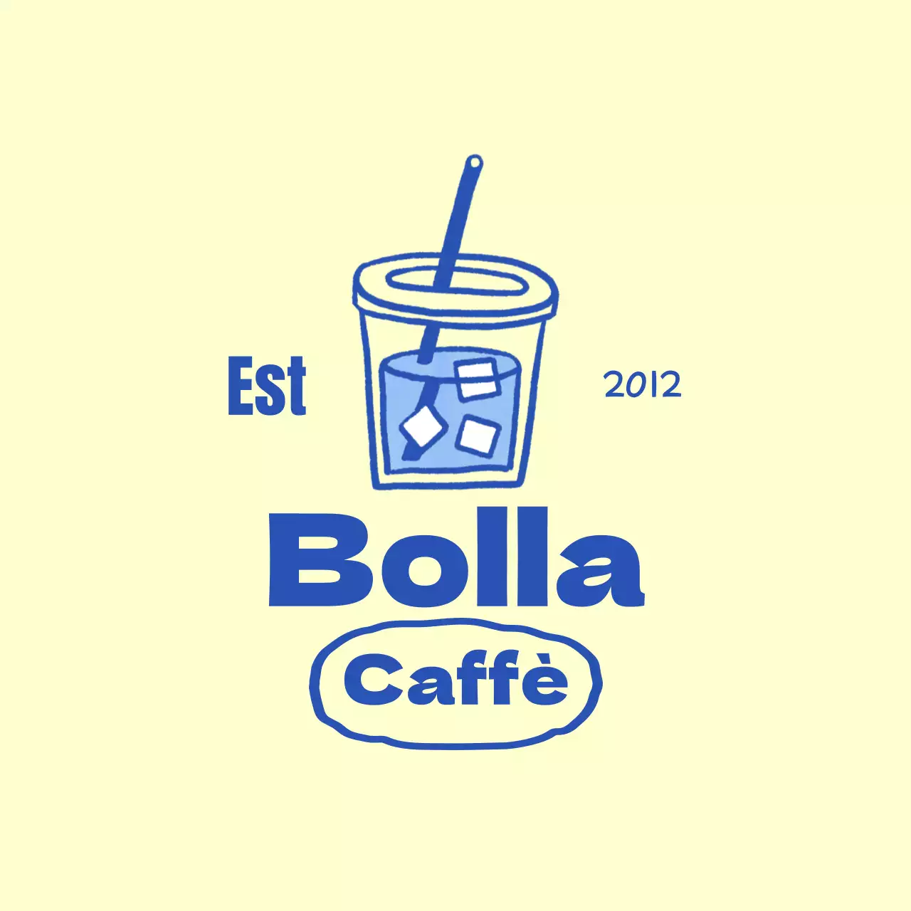 Promozione di un caffè giallo e blu concetto di bevanda illustrazione