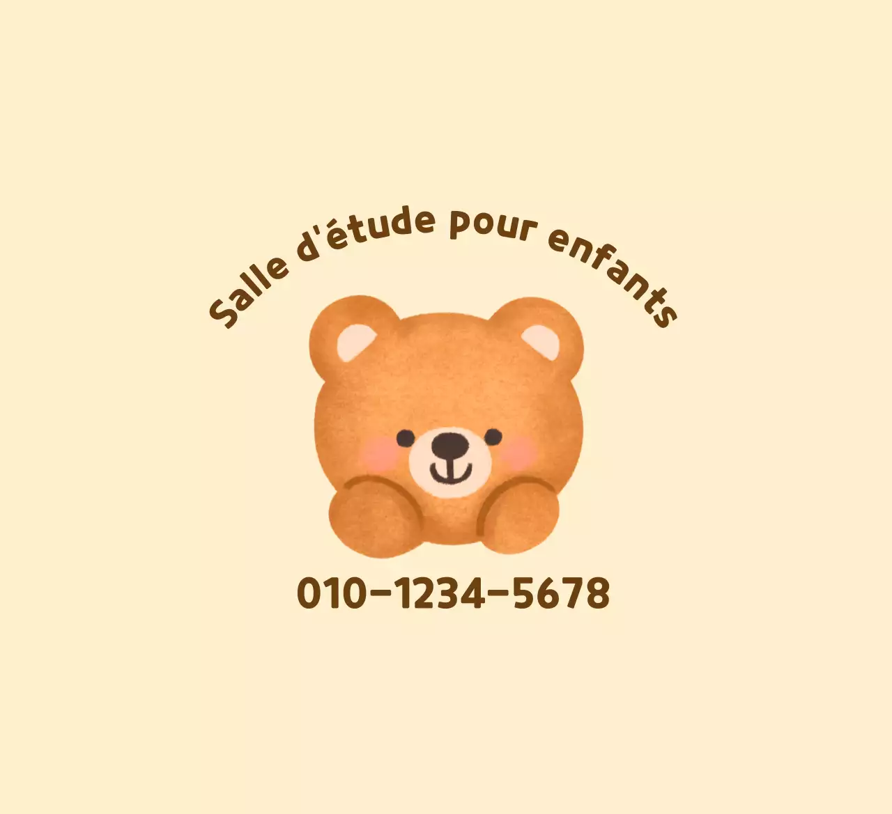 Illustration d'un ourson jaune et brun pour la promotion d'une salle d'étude
