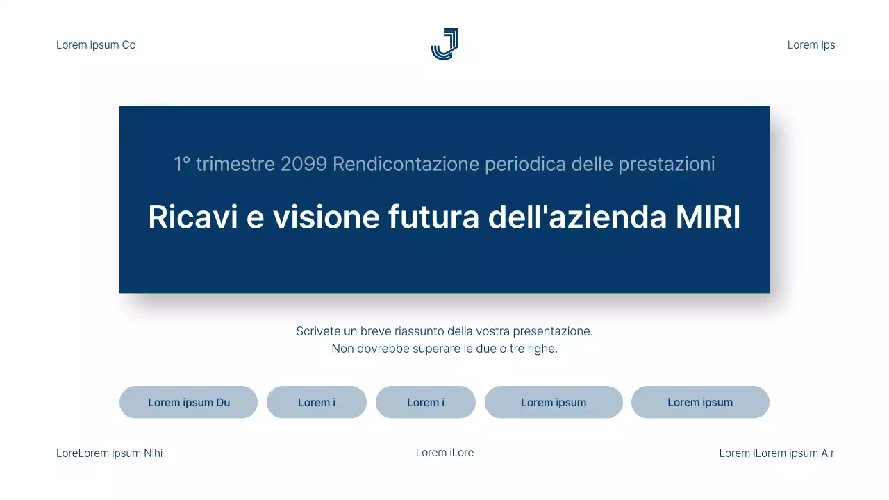Semplice rapporto sulle entrate e sulle prestazioni aziendali in blu e bianco