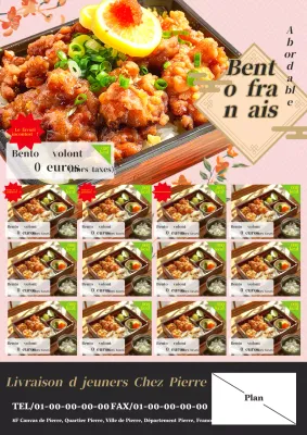 Publicité pour la livraison d'une boîte à lunch de base rose et verte