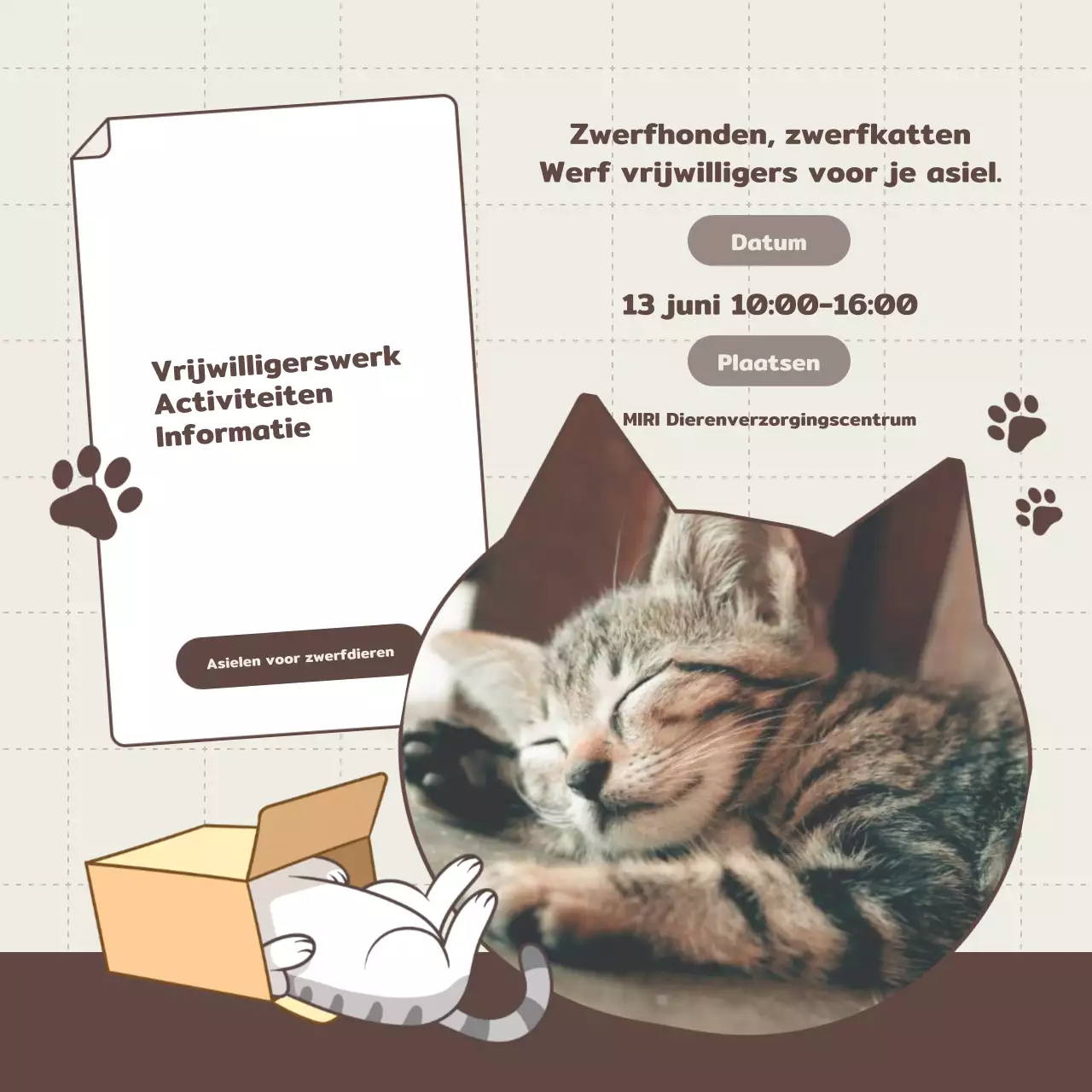 De werving van vrijwilligers voor de beige en bruine opvang bevorderen.