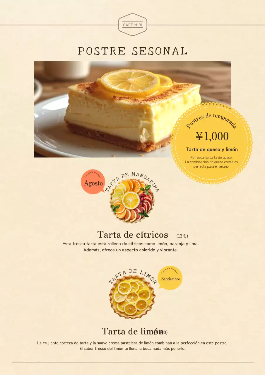 Promociona una nueva carta de postres amarillos y clásicos de verano