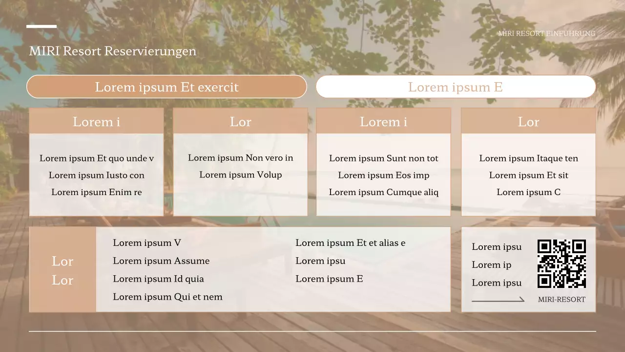 Ein einfacher brauner und weißer Resort-Prospekt