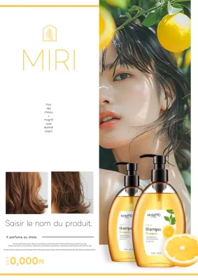 Une publicité pour un shampoing cool et mignon en jaune et vert