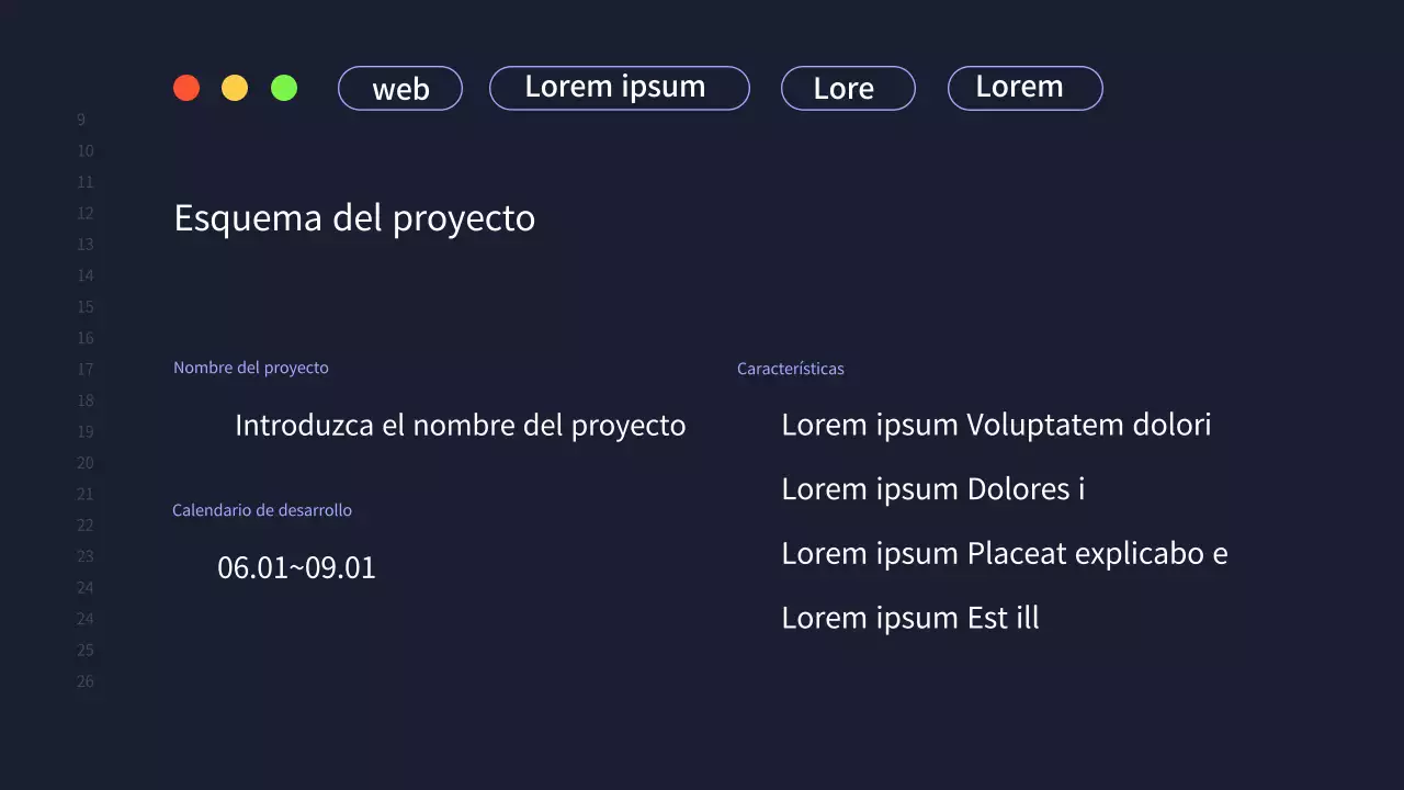 Una sencilla propuesta de proyecto de equipo de desarrollo en azul marino
