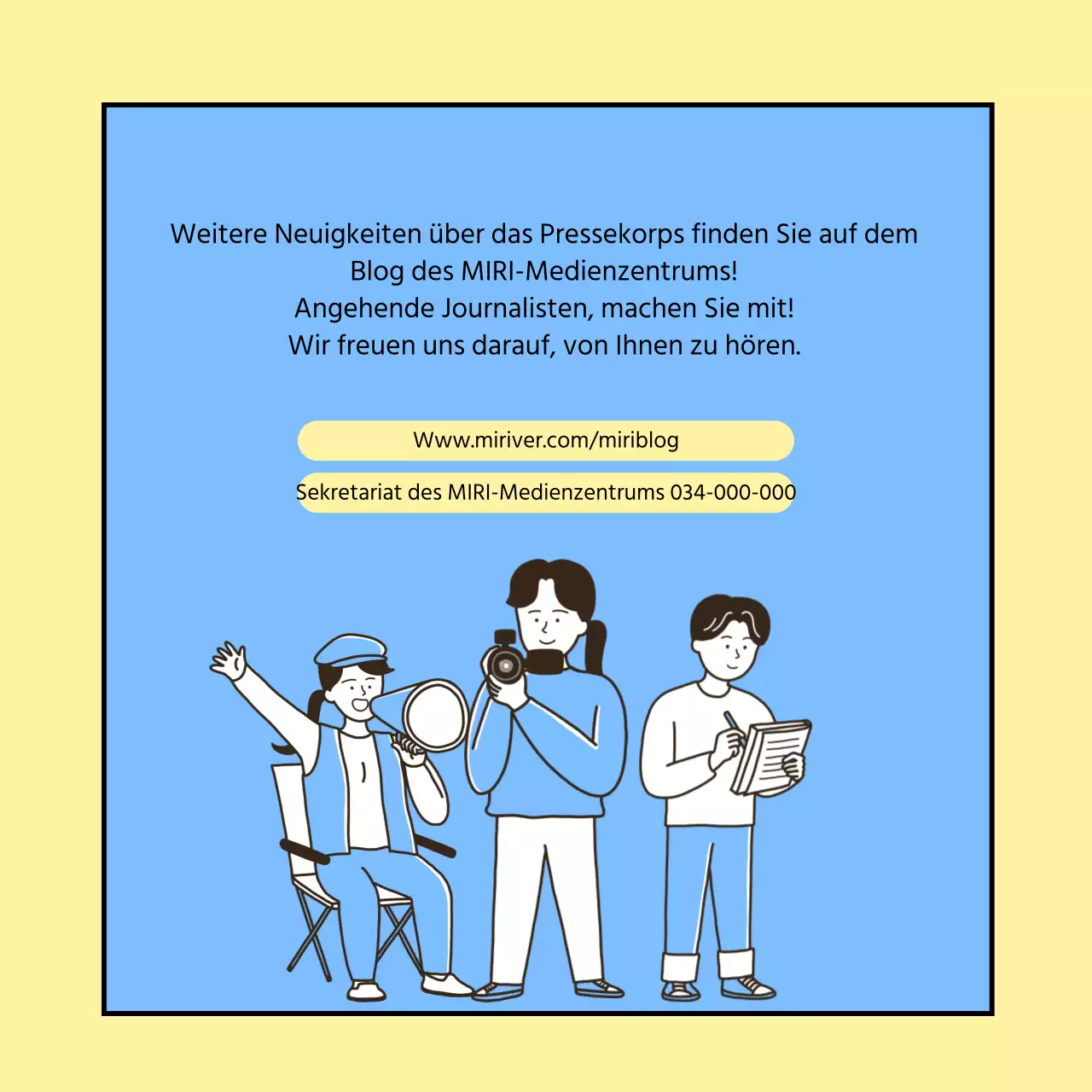 Förderung der Rekrutierung eines gelben und hellblauen College-Journalisten-Teams