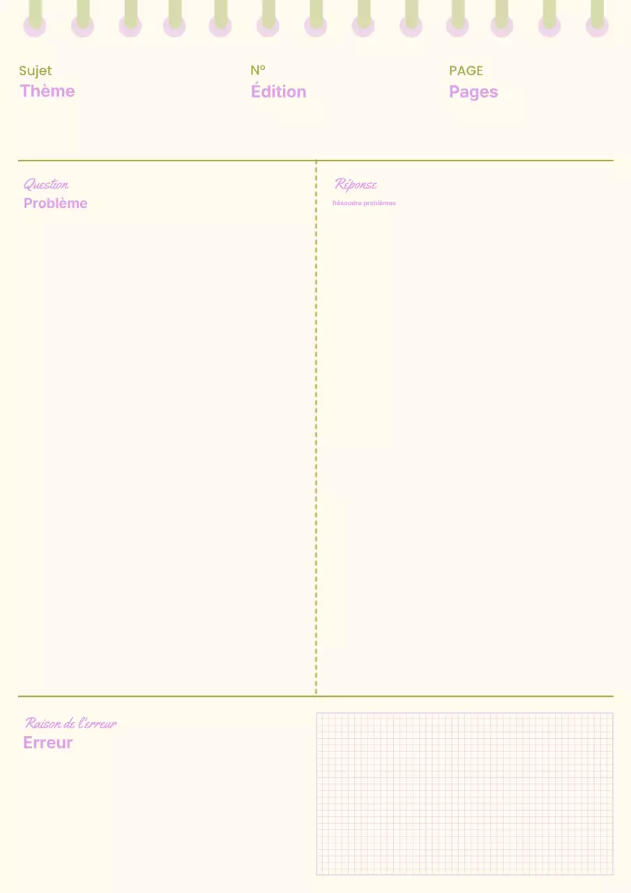 Planificateur de réponses simple mauve et vert lime