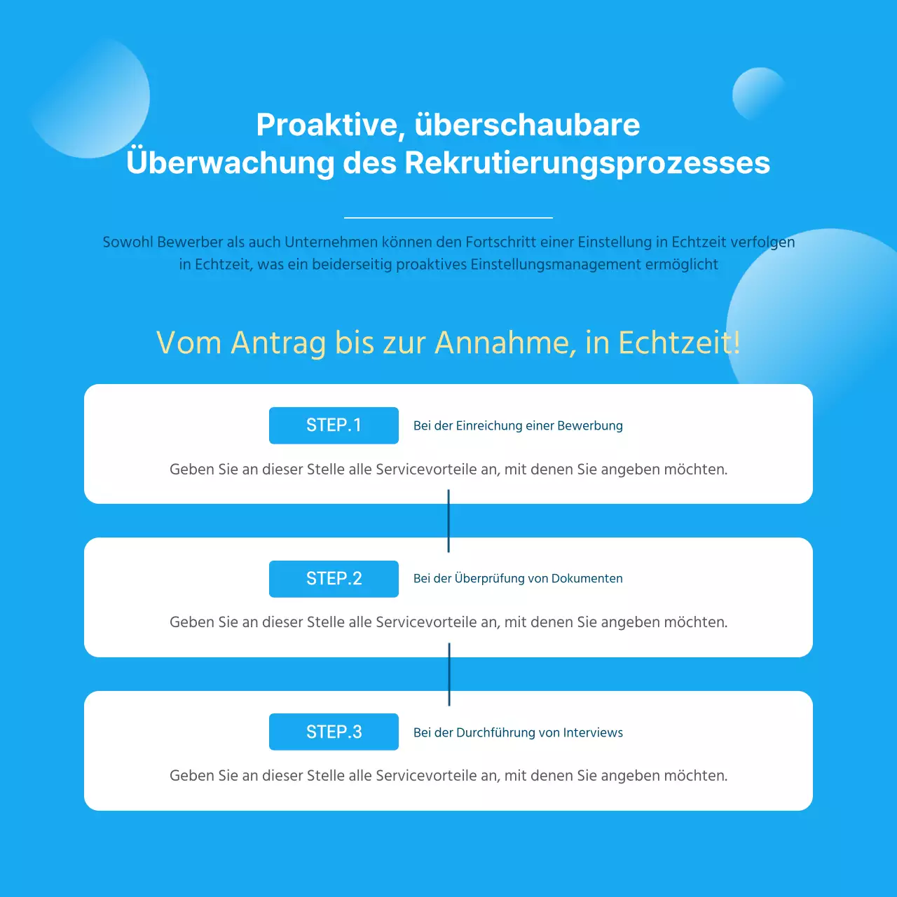 Werbung für eine moderne Job-Matching-Plattform in Blau und Weiß