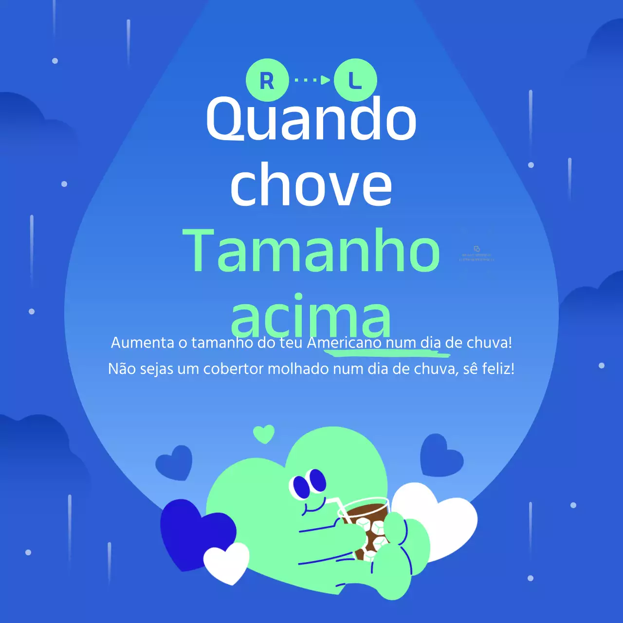 Promover um evento giro para um dia de chuva em azul e menta