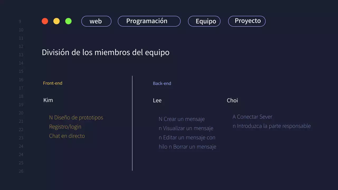 Una sencilla propuesta de proyecto de equipo de desarrollo en azul marino