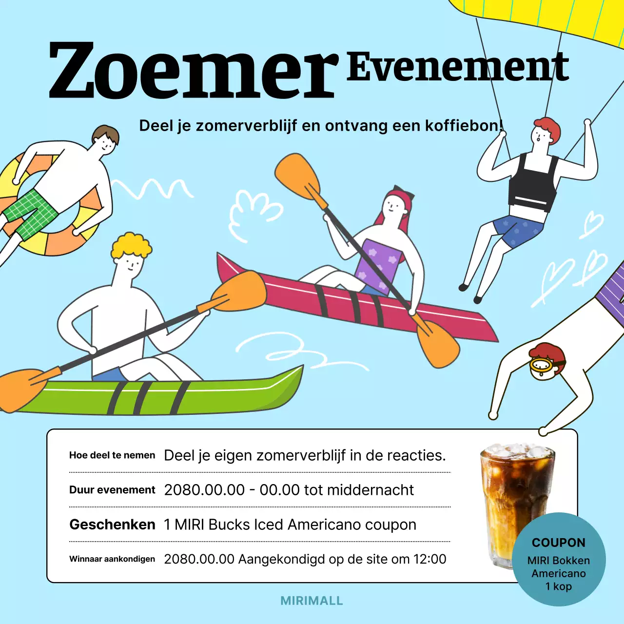 Promoot zomerevenementen met lichtblauw