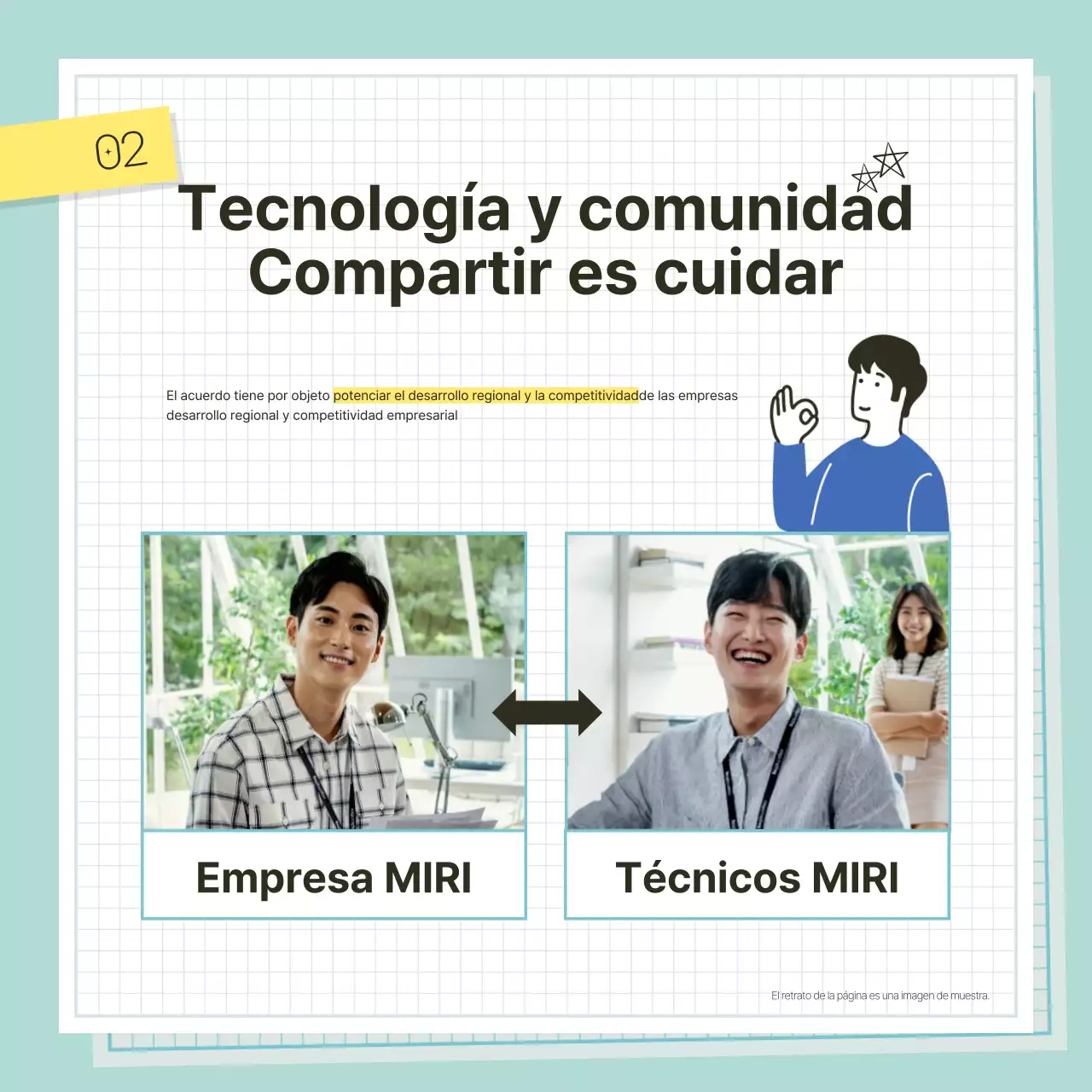 Promover una ceremonia de acuerdo empresarial de color menta y azul