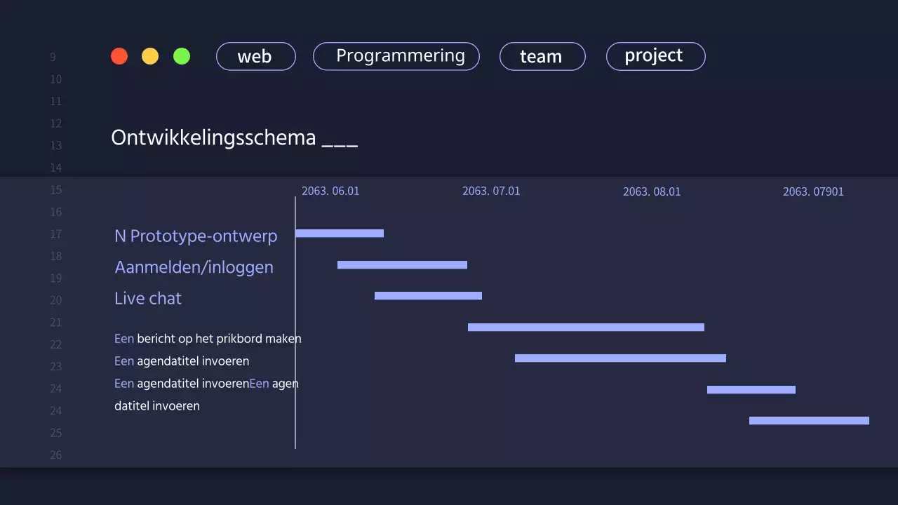 Een eenvoudig projectvoorstel voor een ontwikkelingsteam in marineblauw