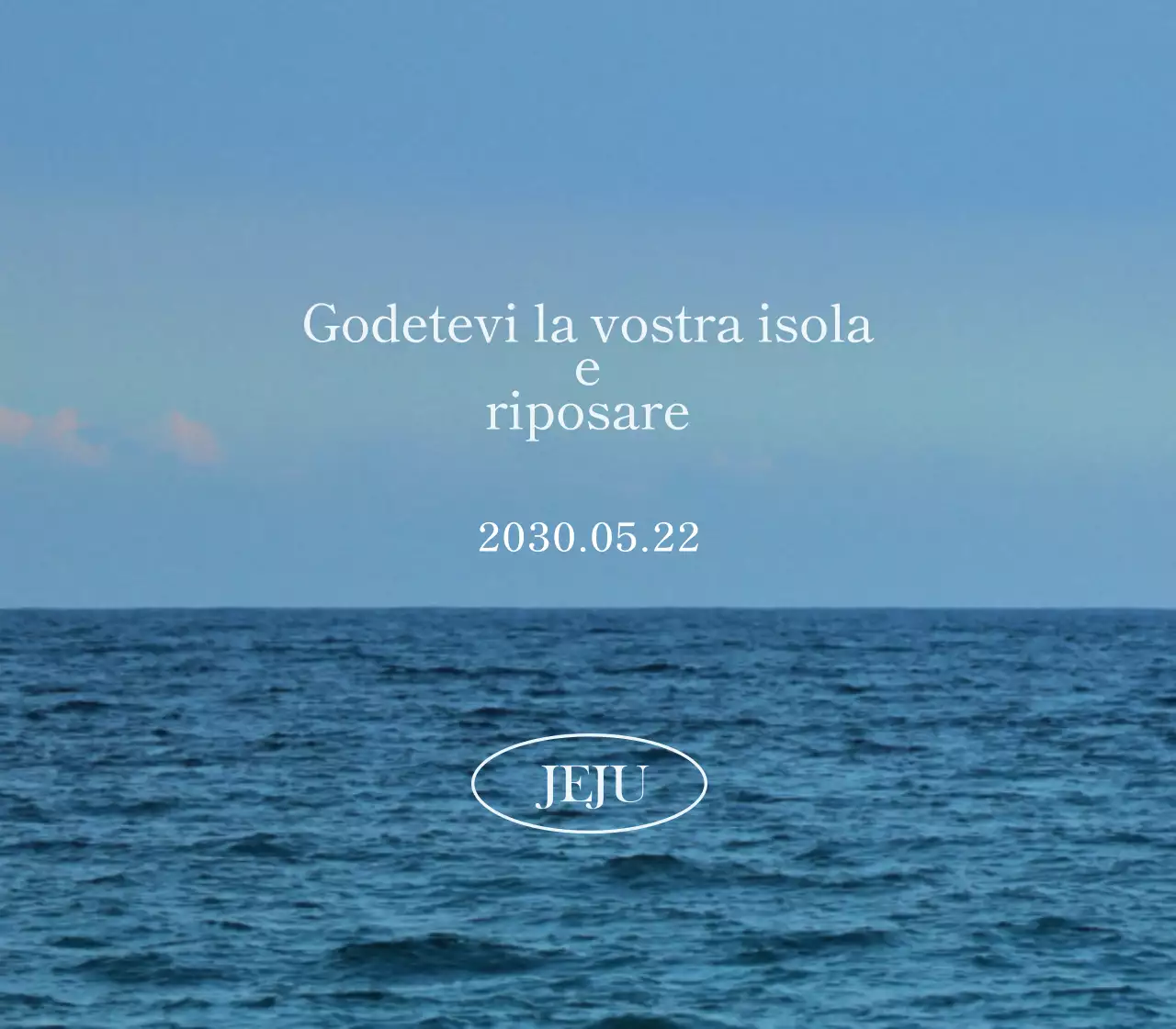 Progettare un prodotto turistico testuale emozionale con una foto dell'oceano calmante ed emozionale come sfondo