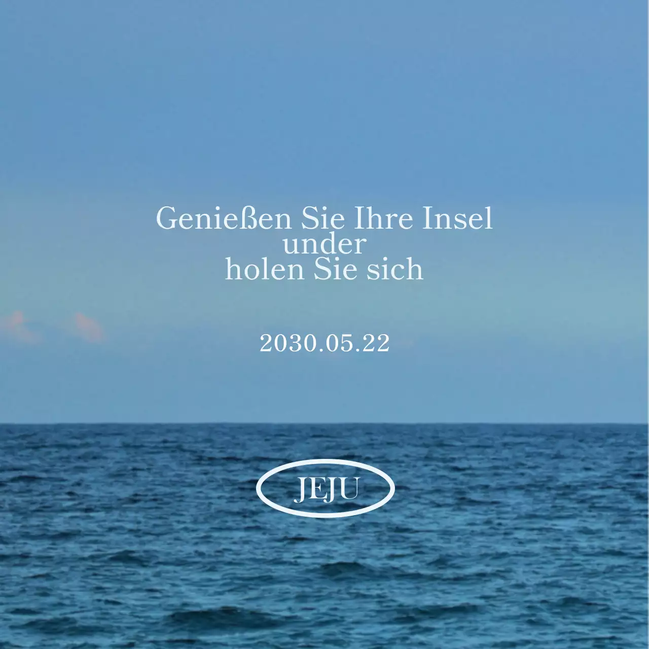 Entwerfen Sie ein emotionales Texttourismusprodukt mit einem beruhigenden, emotionalen Meeresfoto als Hintergrund