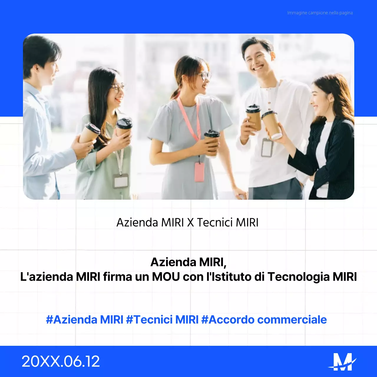 Una semplice presentazione della firma del MOU in bianco e blu