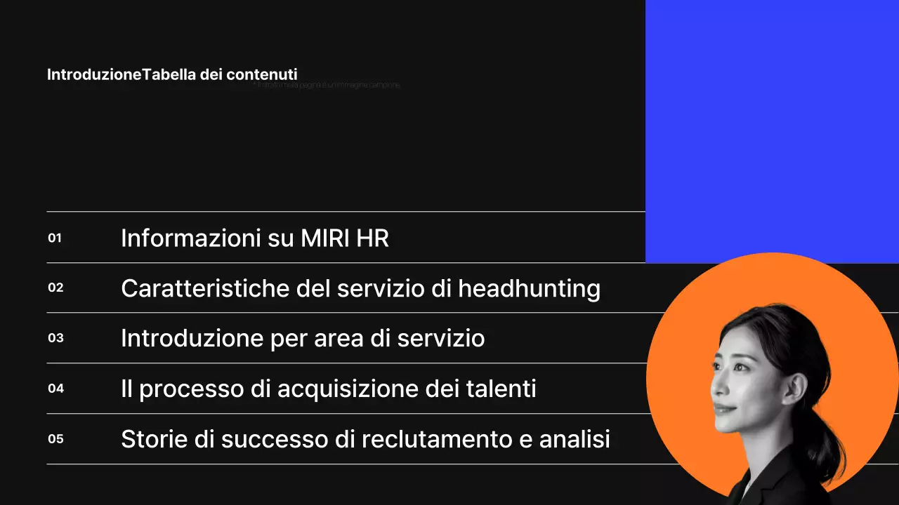 Moderna proposta di servizio di headhunting in nero e blu