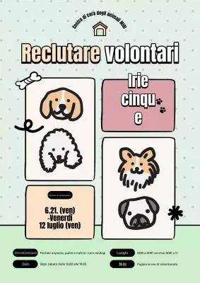 Promuovere il reclutamento di volontari per il centro di assistenza giallo e chartreuse.