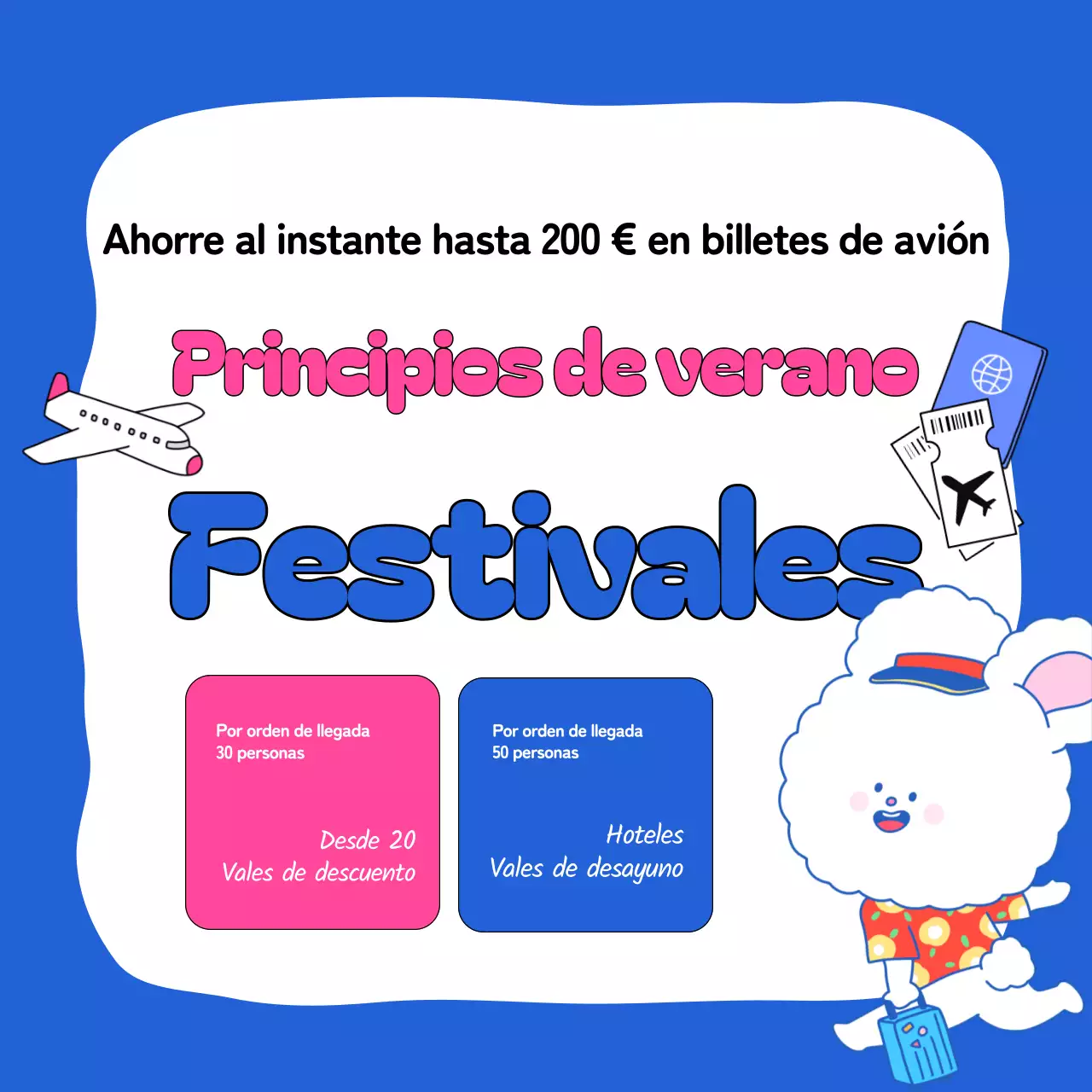 Anuncio pop-art de un evento veraniego en chartreuse y azul claro