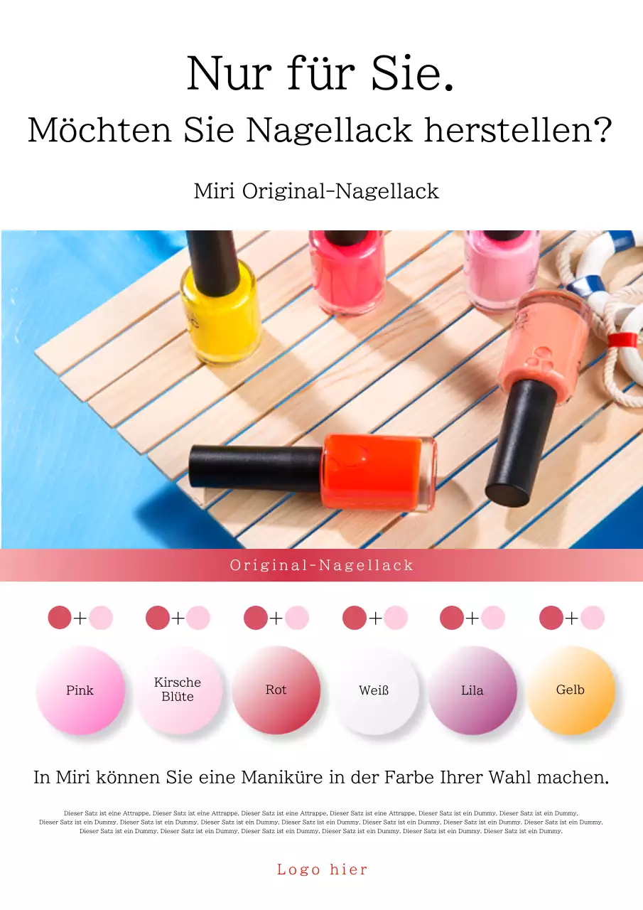 Kreieren Sie eine moderne und schlichte Nagelfarbe in blauer und weißer Werbung