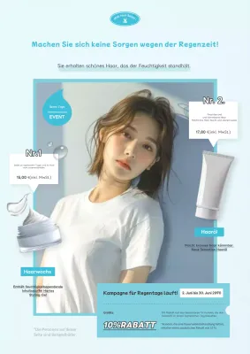 Ein einfaches Haarpflegeprodukt für die Regenzeit in hellblau.