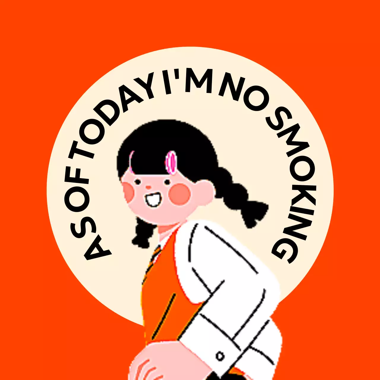 Desain bebas asap rokok dengan ilustrasi siswa yang lucu