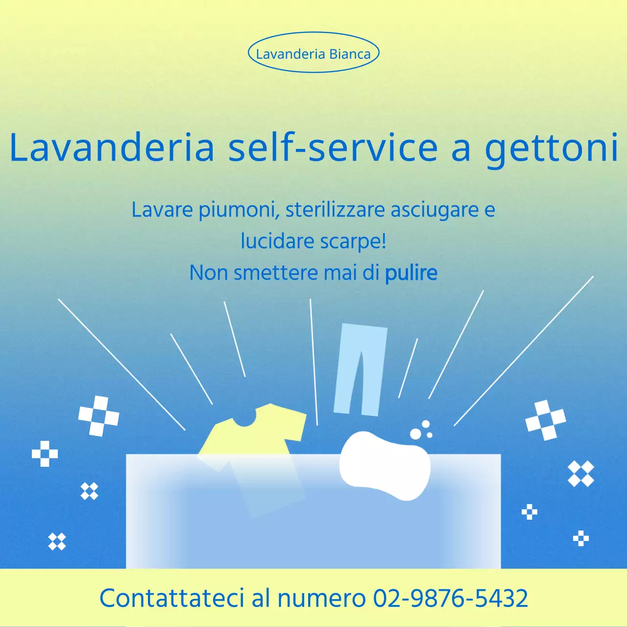 Promuovere il lavaggio delle monete con i colori giallo e blu