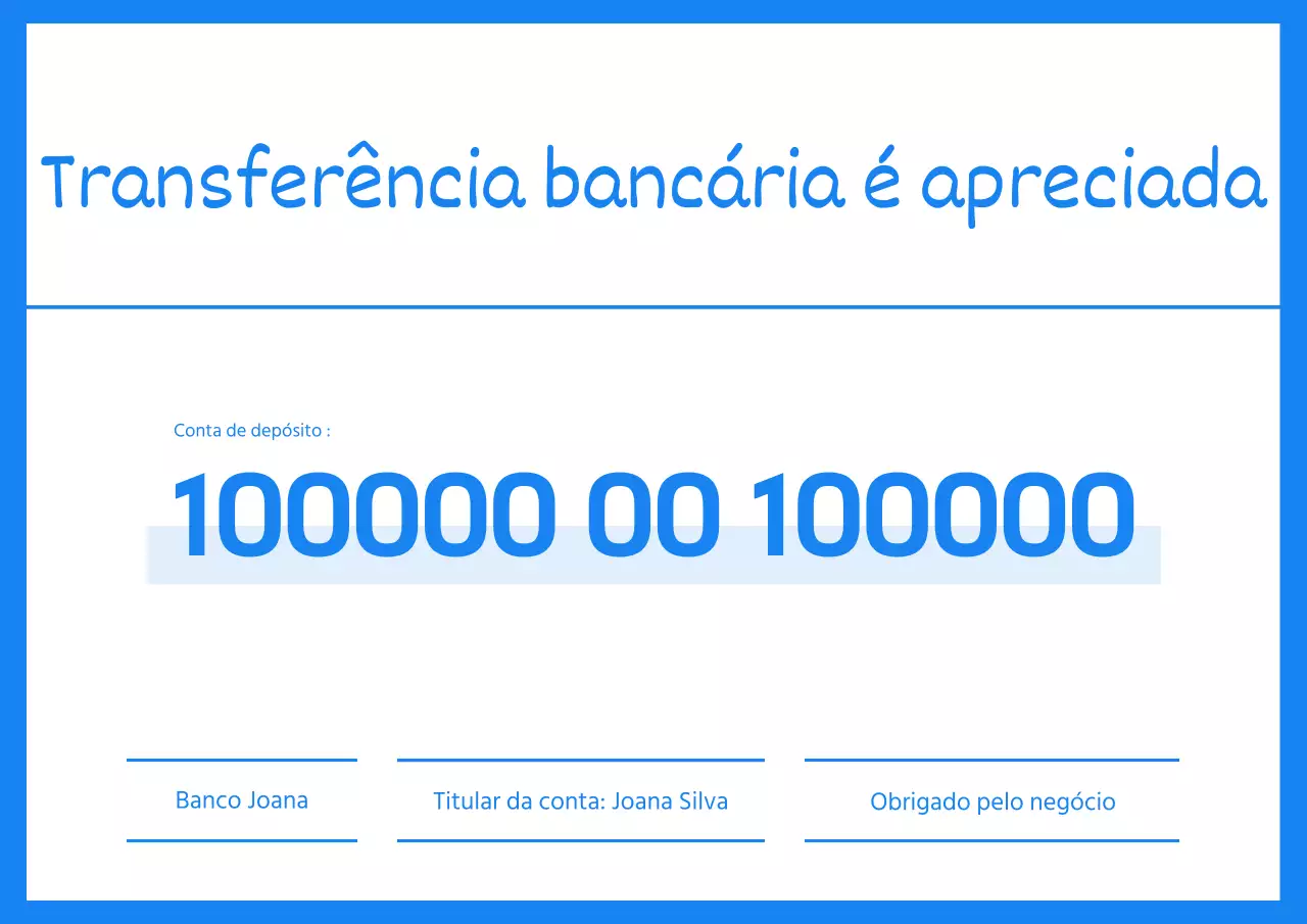 Um simples aviso de débito direto azul claro e branco