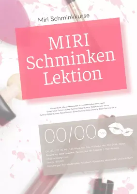 Anzeige für Schminkunterricht in Rosa und Elfenbein
