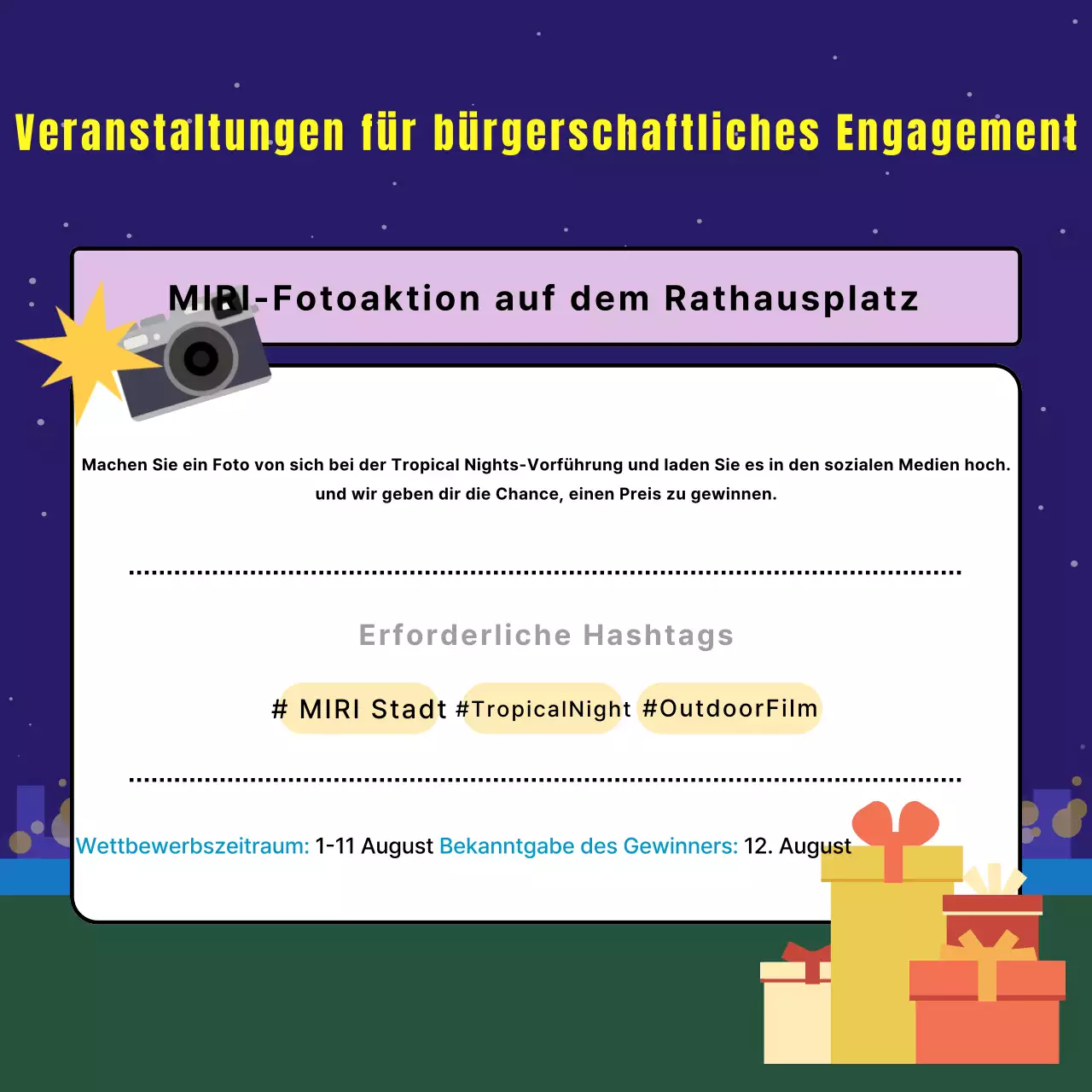 Förderung von Filmvorführungen im Freien mit dem Sodomie-Trend