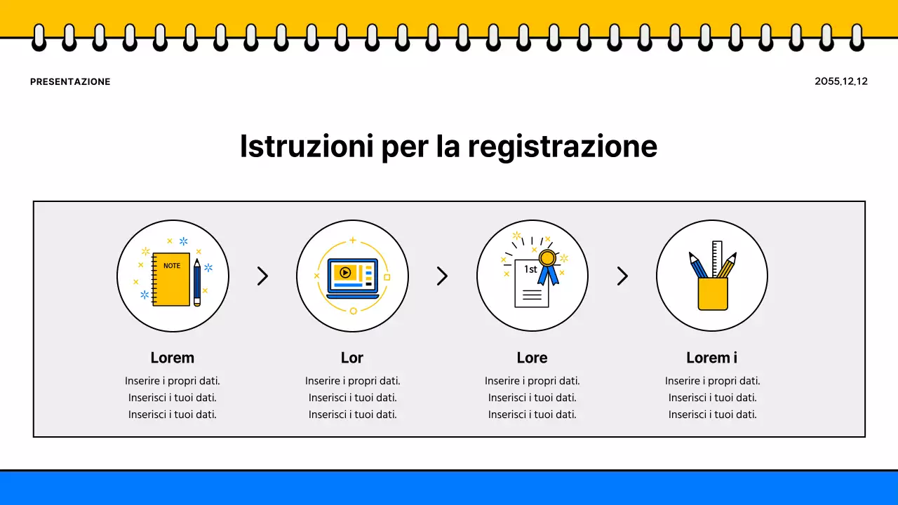 Promuovere una semplice brochure scolastica gialla e blu