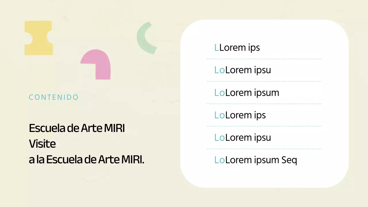 Un folleto de escuela de arte de estilo geométrico en marfil y menta