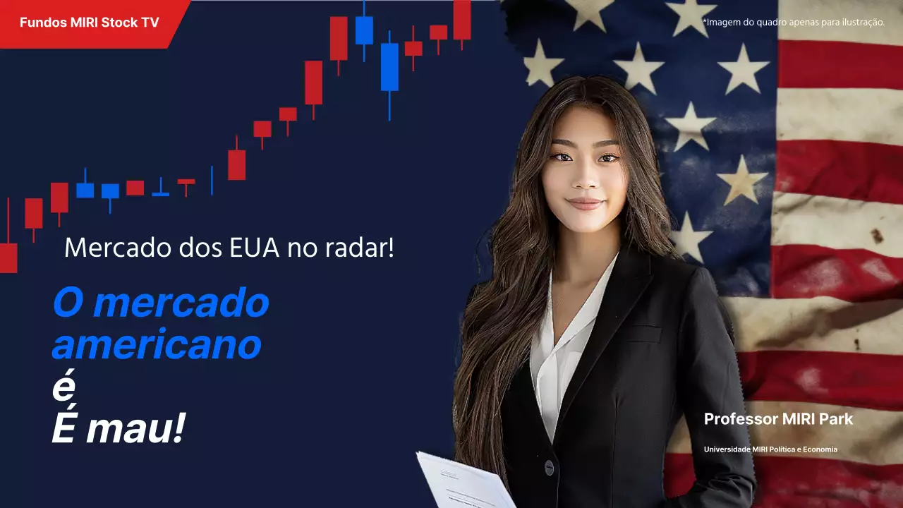 Capa de notícias simples de análise do mercado dos EUA em azul e vermelho