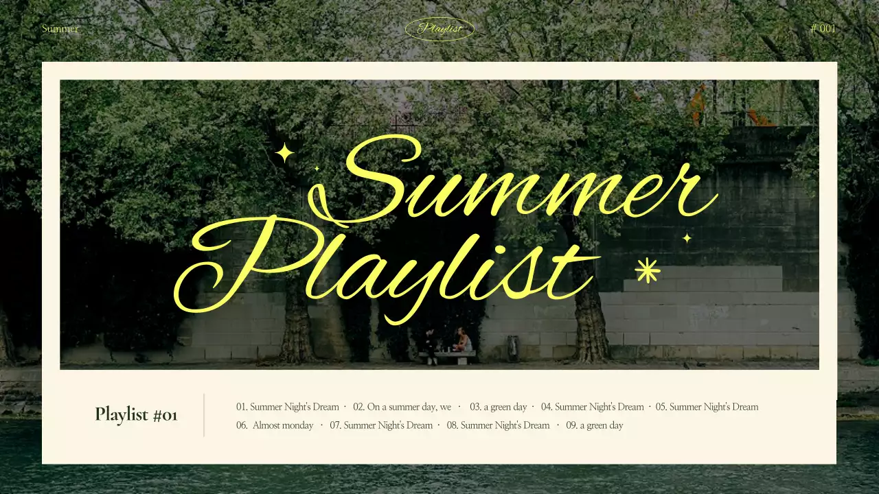 초록과 노랑의 모던한 여름 플레이리스트 표지